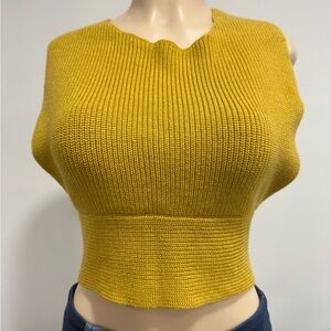 Free People Mustard Yellow Knit Crop Top Size Small